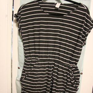 H&M Basic mini dress black/white stripes